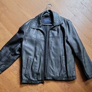 Mens Medium Tommy Hilfiger Black Leather Jacket